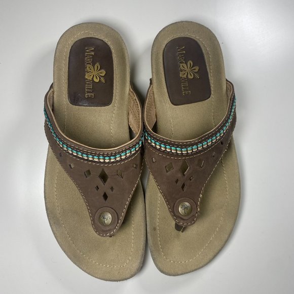 Margaritaville Women Sandals Flip Flops Diamond Cove Suede Brown Sz 6 - Picture 10 of 15